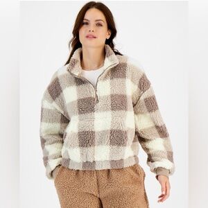 Hippie Rose Sherpa Quarter-Zip Long-Sleeve Pullover Junior Size Medium